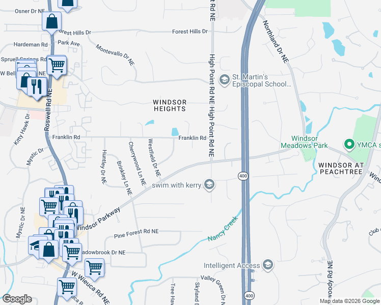 map of restaurants, bars, coffee shops, grocery stores, and more near 4775 Chatworth Court Northeast in Atlanta
