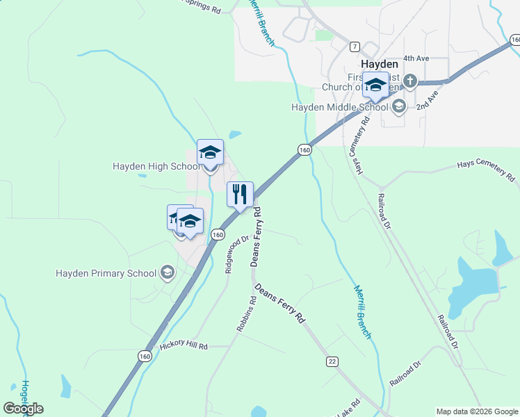 map of restaurants, bars, coffee shops, grocery stores, and more near 177 Deans Ferry Road in Hayden