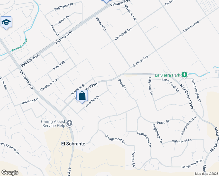 map of restaurants, bars, coffee shops, grocery stores, and more near 16144 Windham Road in Riverside