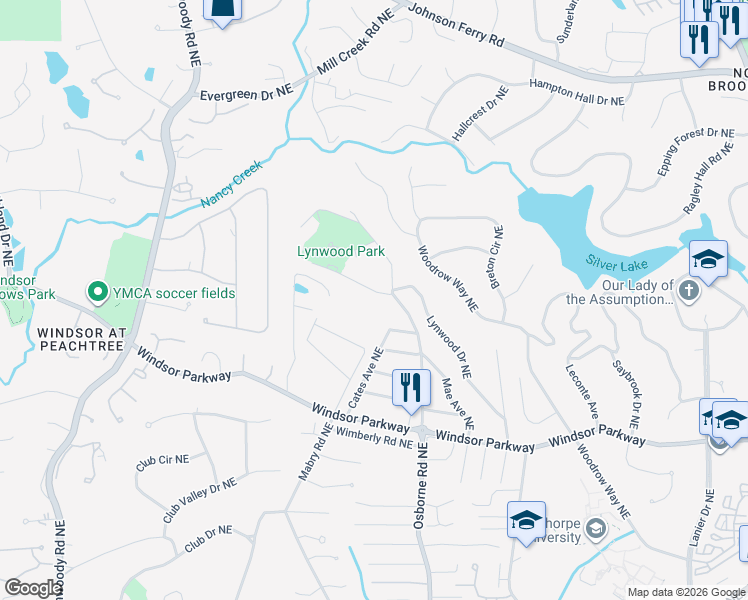 map of restaurants, bars, coffee shops, grocery stores, and more near 1095 Mendell Circle Northeast in Atlanta