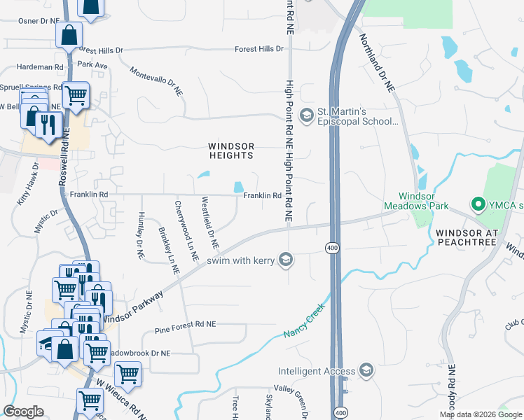 map of restaurants, bars, coffee shops, grocery stores, and more near 4775 Chatworth Court Northeast in Atlanta