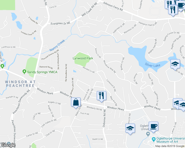 map of restaurants, bars, coffee shops, grocery stores, and more near 1095 Mendell Circle Northeast in Atlanta