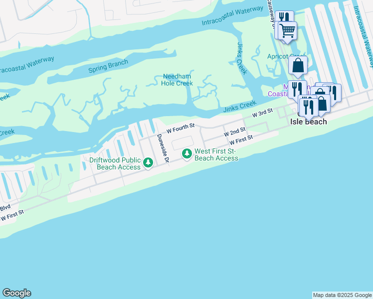 map of restaurants, bars, coffee shops, grocery stores, and more near 2 Private Drive in Ocean Isle Beach