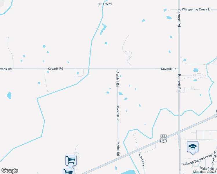 map of restaurants, bars, coffee shops, grocery stores, and more near 3070 Parkhill Road in Wichita Falls