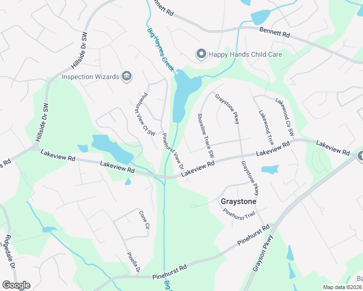 map of restaurants, bars, coffee shops, grocery stores, and more near 1226 Lakeridge Court in Grayson