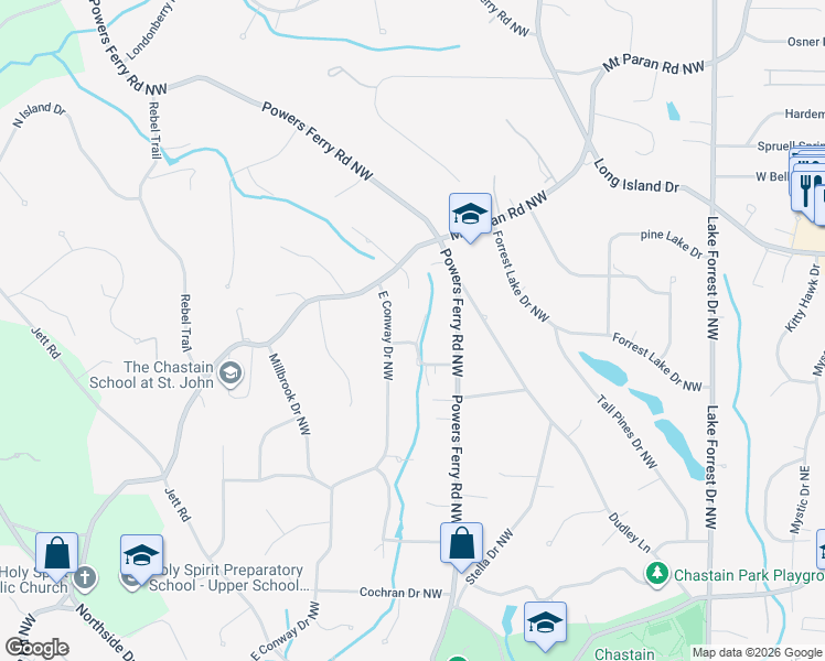 map of restaurants, bars, coffee shops, grocery stores, and more near 4784 Lafayette Court in Atlanta