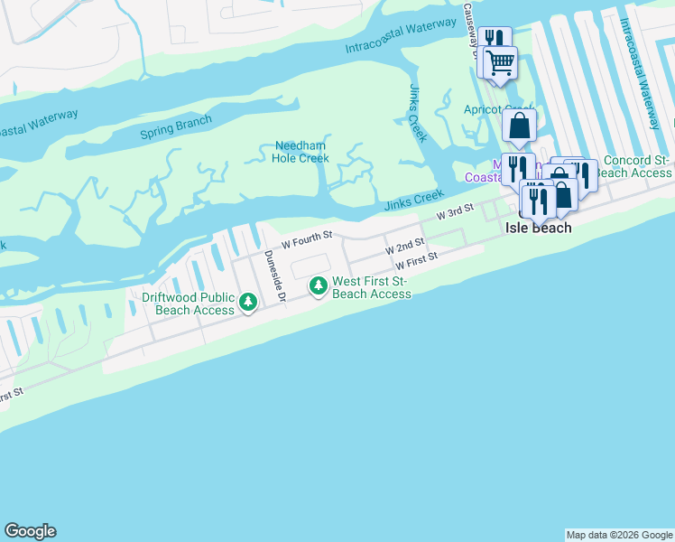 map of restaurants, bars, coffee shops, grocery stores, and more near 14 Sea Turtle Path in Ocean Isle Beach