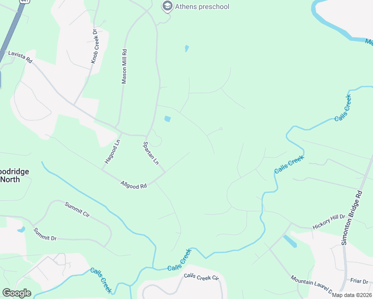 map of restaurants, bars, coffee shops, grocery stores, and more near 1355 Allgood Road in Athens