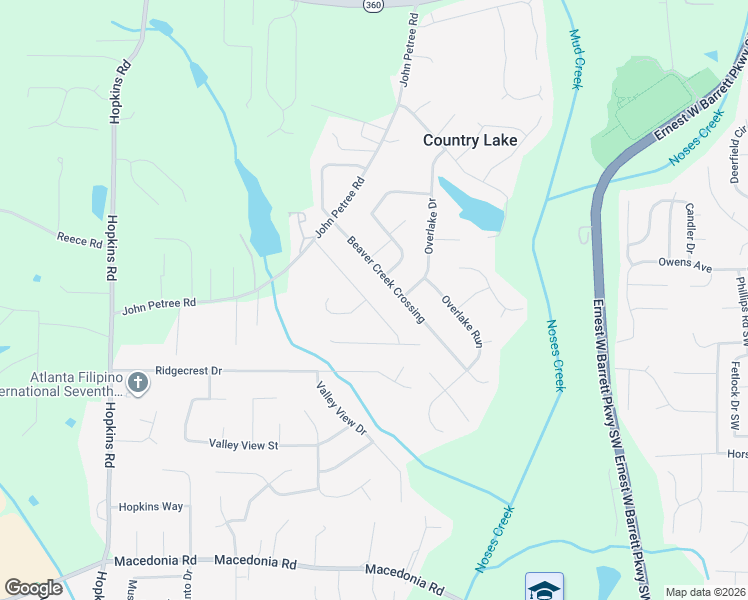 map of restaurants, bars, coffee shops, grocery stores, and more near 2737 Aruba Drive in Powder Springs