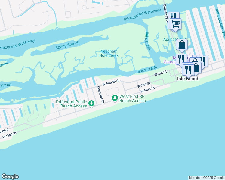 map of restaurants, bars, coffee shops, grocery stores, and more near 34 Private Drive in Ocean Isle Beach