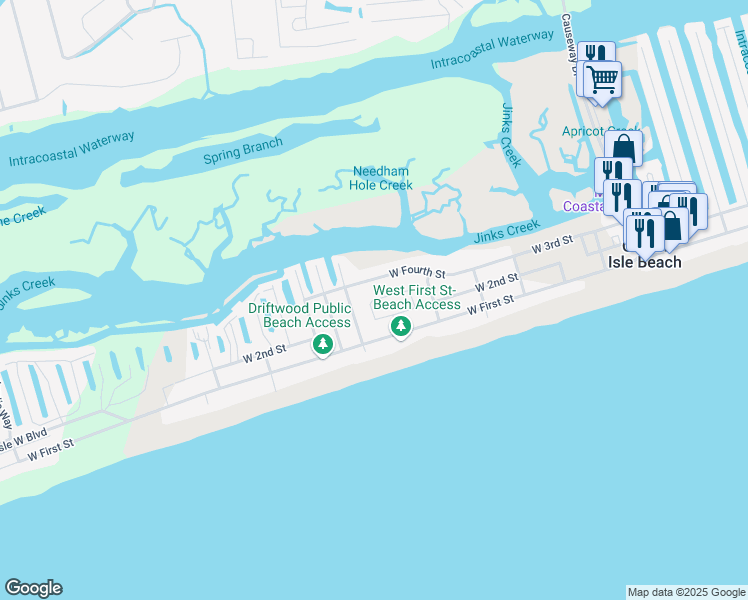 map of restaurants, bars, coffee shops, grocery stores, and more near 53 Private Dr in Ocean Isle Beach