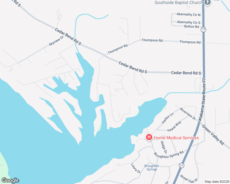 map of restaurants, bars, coffee shops, grocery stores, and more near 1827 Hannah Street in Gadsden