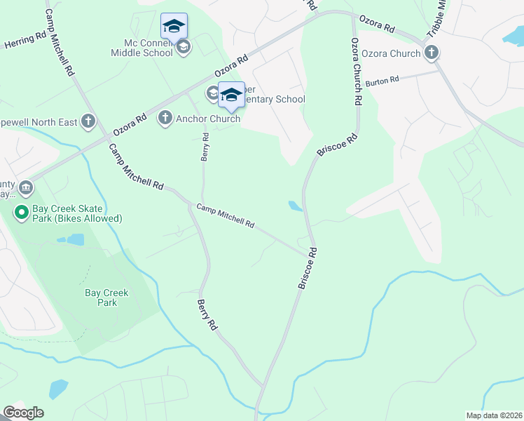 map of restaurants, bars, coffee shops, grocery stores, and more near 2950 Camp Mitchell Road in Loganville