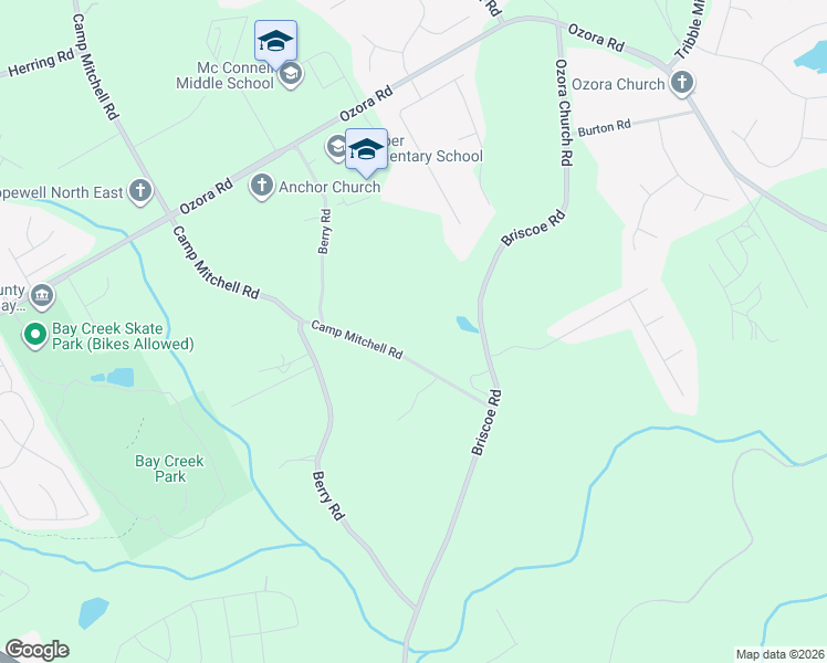 map of restaurants, bars, coffee shops, grocery stores, and more near 2950 Camp Mitchell Road in Loganville