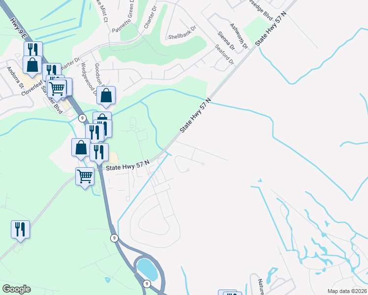 map of restaurants, bars, coffee shops, grocery stores, and more near 131 Retreat Place in Little River