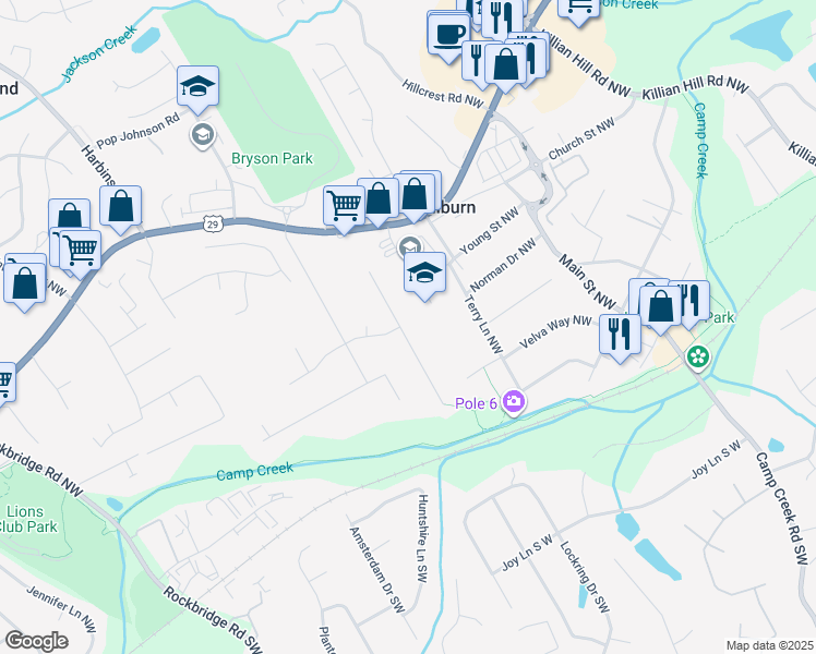 map of restaurants, bars, coffee shops, grocery stores, and more near 4994 Lawrenceville Highway in Lilburn
