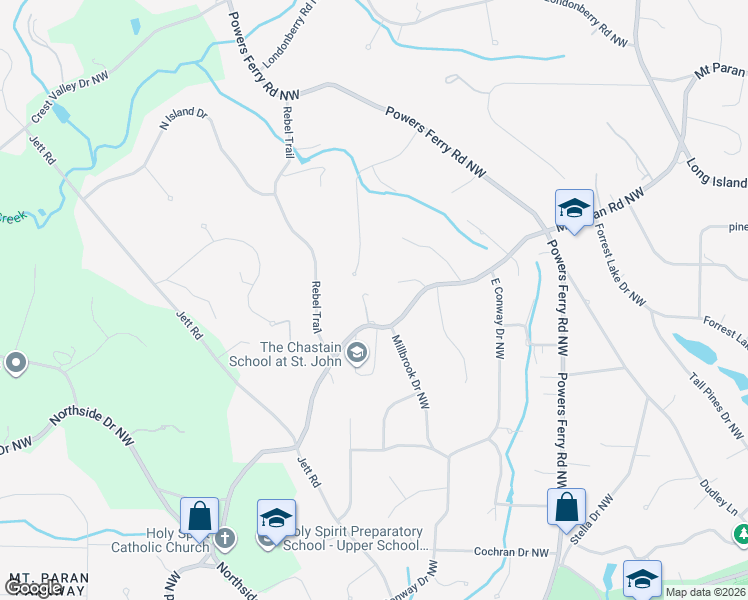 map of restaurants, bars, coffee shops, grocery stores, and more near 529 Mount Paran Road Northwest in Atlanta