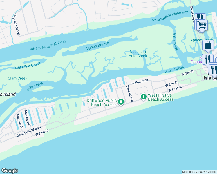 map of restaurants, bars, coffee shops, grocery stores, and more near 22 Asheville Street in Ocean Isle Beach