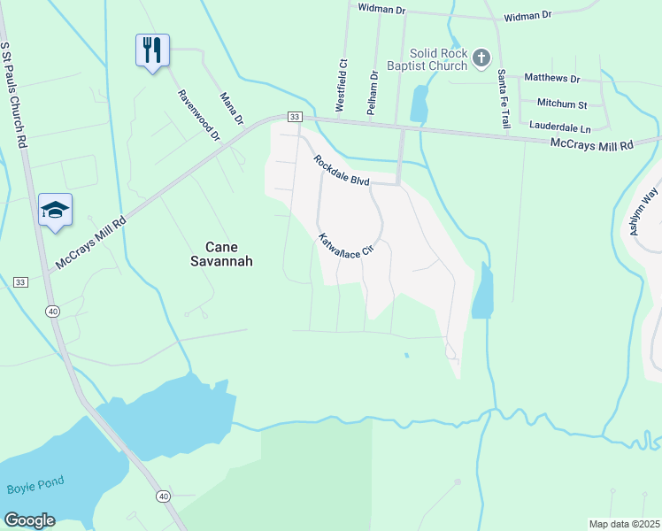 map of restaurants, bars, coffee shops, grocery stores, and more near 3640 Katwallace Circle in Sumter