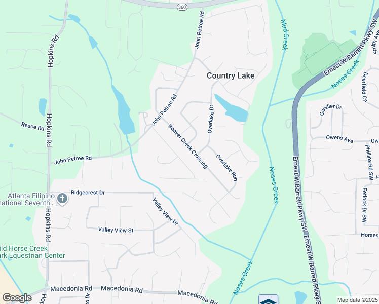 map of restaurants, bars, coffee shops, grocery stores, and more near 2714 Beaver Creek Crossing in Powder Springs