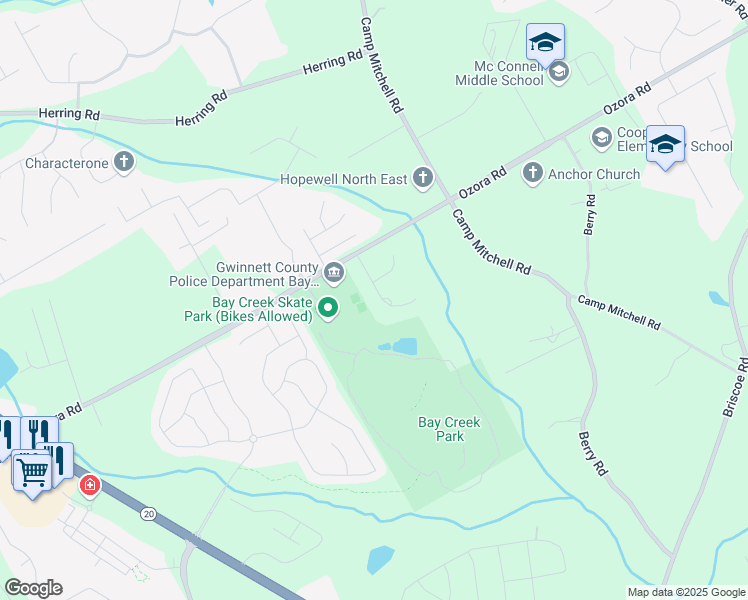 map of restaurants, bars, coffee shops, grocery stores, and more near 2787 Malton Way in Loganville