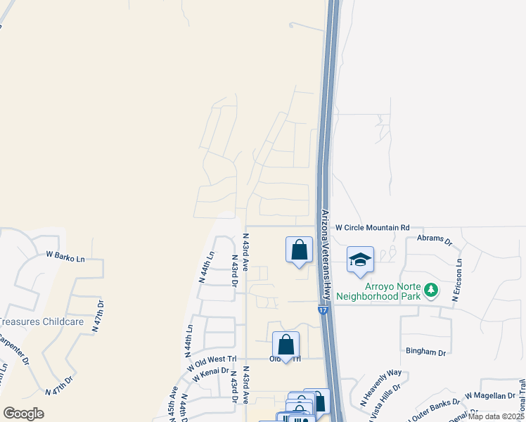 map of restaurants, bars, coffee shops, grocery stores, and more near 4210 West Palace Station Road in New River