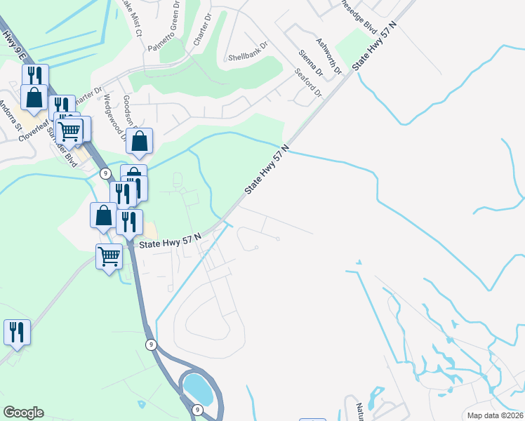 map of restaurants, bars, coffee shops, grocery stores, and more near 131 Retreat Place in Little River