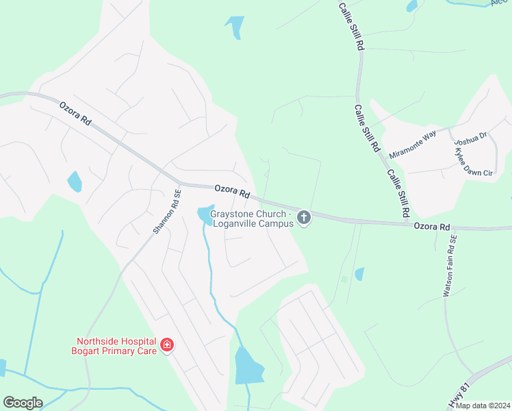 map of restaurants, bars, coffee shops, grocery stores, and more near 3495 Princeton View Way in Loganville