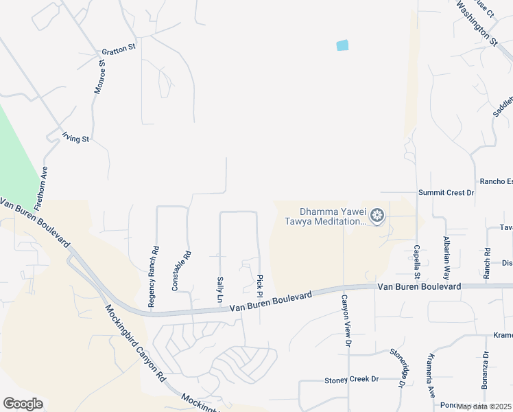 map of restaurants, bars, coffee shops, grocery stores, and more near 16186 Pick Place in Riverside