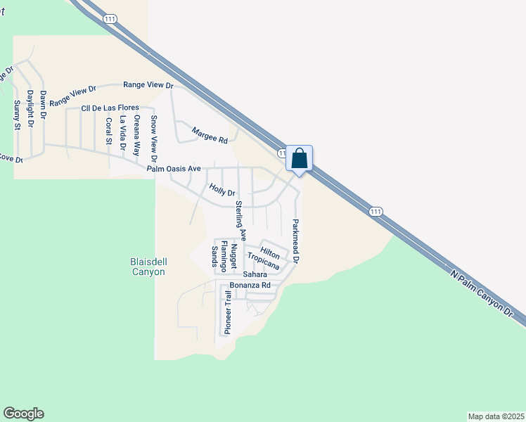 map of restaurants, bars, coffee shops, grocery stores, and more near 22365 Sierra Drive in Palm Springs