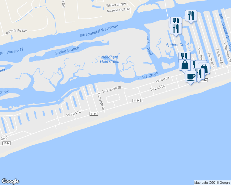 map of restaurants, bars, coffee shops, grocery stores, and more near 34 Private Dr in Ocean Isle Beach