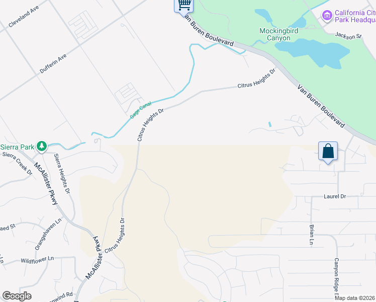 map of restaurants, bars, coffee shops, grocery stores, and more near 9609 Equestrian Drive in Riverside