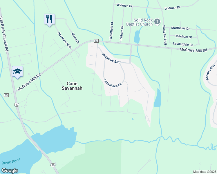 map of restaurants, bars, coffee shops, grocery stores, and more near 3640 Katwallace Circle in Sumter