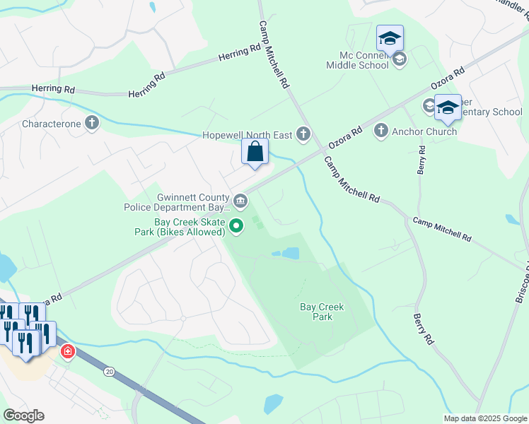 map of restaurants, bars, coffee shops, grocery stores, and more near 2757 Malton Way in Loganville