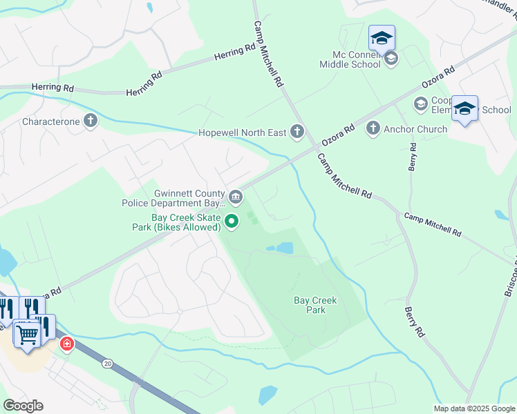 map of restaurants, bars, coffee shops, grocery stores, and more near 2757 Malton Way in Loganville