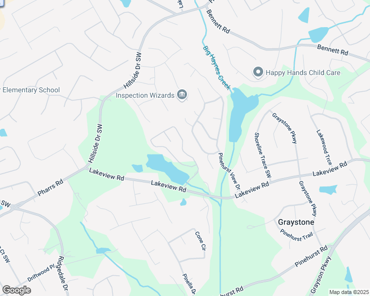 map of restaurants, bars, coffee shops, grocery stores, and more near 2296 Derrick Drive in Grayson