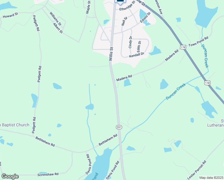 map of restaurants, bars, coffee shops, grocery stores, and more near 521 Willis Street in Batesburg-Leesville