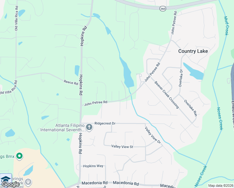 map of restaurants, bars, coffee shops, grocery stores, and more near 2744 John Petree Road in Powder Springs