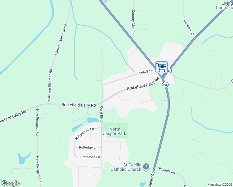 map of restaurants, bars, coffee shops, grocery stores, and more near 1001 Roy Bennett Circle in Jasper
