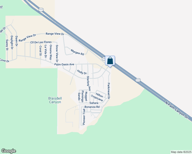map of restaurants, bars, coffee shops, grocery stores, and more near 22365 Sierra Drive in Palm Springs