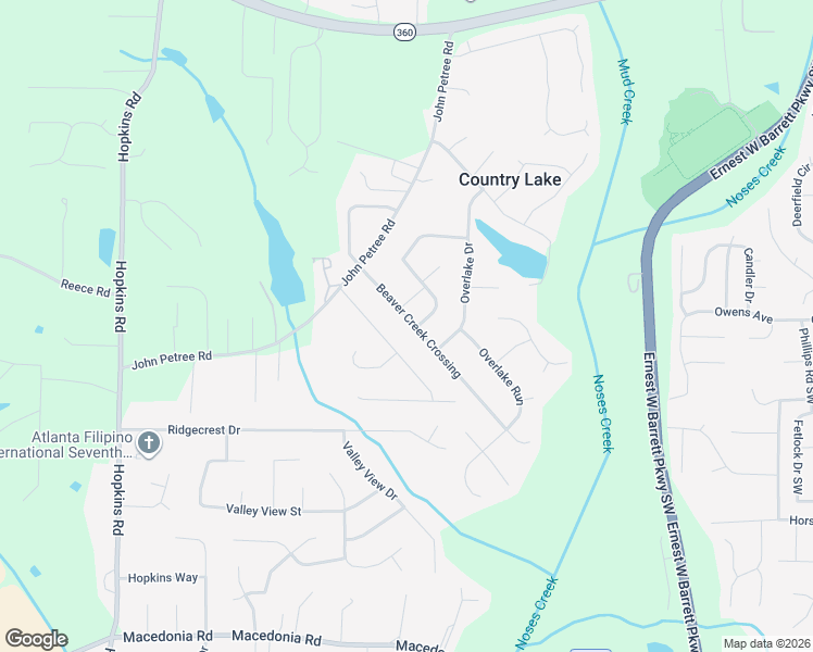 map of restaurants, bars, coffee shops, grocery stores, and more near 2714 Beaver Creek Crossing in Powder Springs