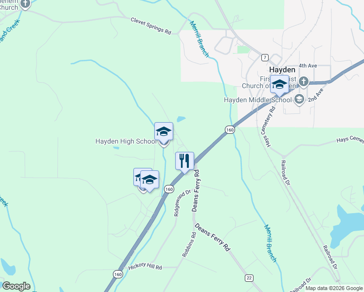 map of restaurants, bars, coffee shops, grocery stores, and more near 125 Atwood Road in Hayden