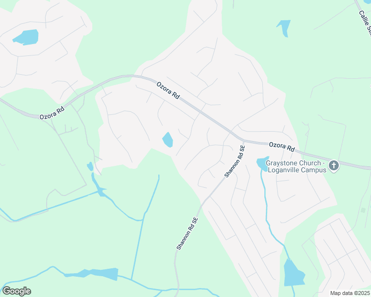 map of restaurants, bars, coffee shops, grocery stores, and more near 1235 Waterwood Drive in Loganville