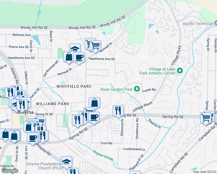 map of restaurants, bars, coffee shops, grocery stores, and more near 1765 Donna Lynn Drive in Smyrna