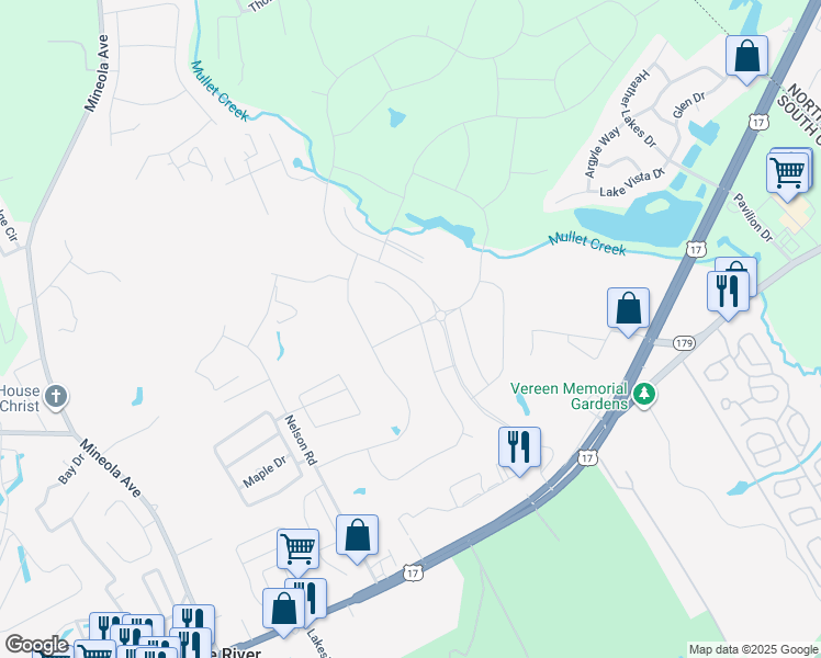 map of restaurants, bars, coffee shops, grocery stores, and more near Hepburn Drive in Little River
