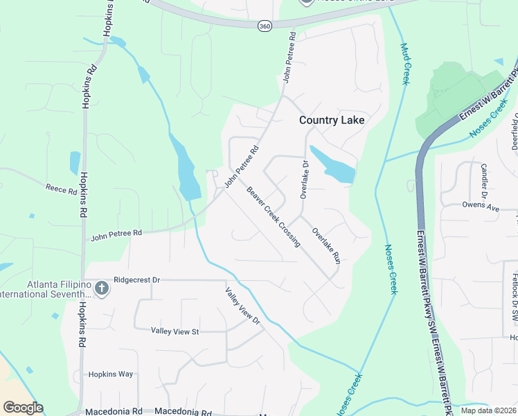 map of restaurants, bars, coffee shops, grocery stores, and more near 2720 Aruba Drive in Powder Springs