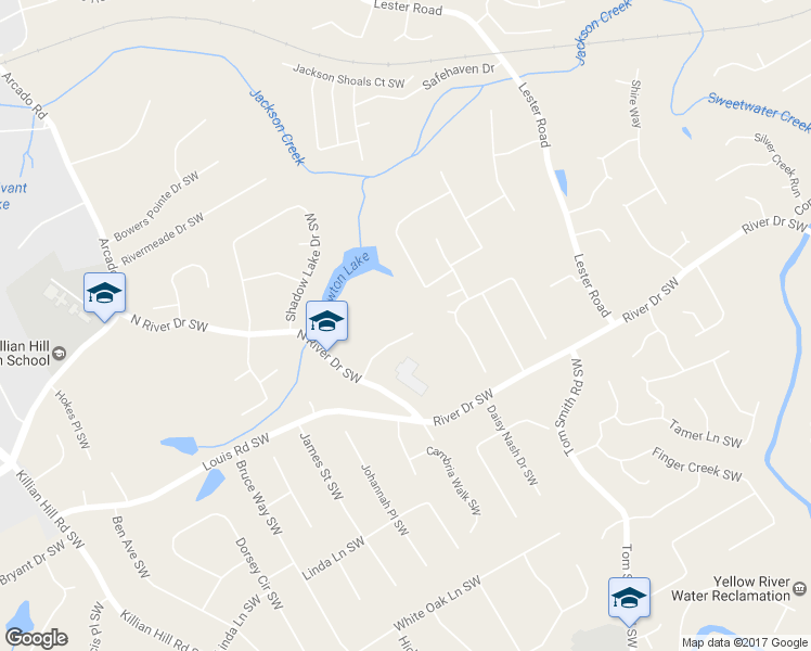 map of restaurants, bars, coffee shops, grocery stores, and more near 3915 Ashley Trace Court Southwest in Lilburn