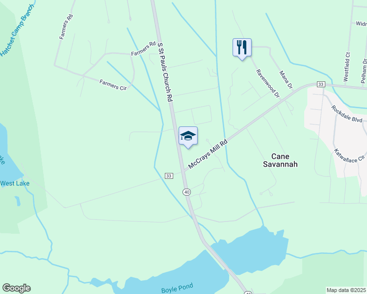 map of restaurants, bars, coffee shops, grocery stores, and more near 1155 South Saint Pauls Church Road in Sumter