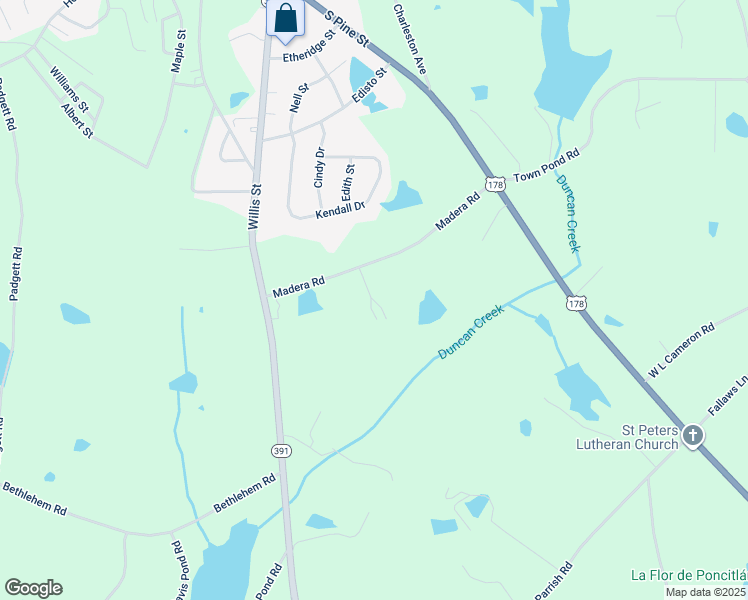 map of restaurants, bars, coffee shops, grocery stores, and more near 735 Madera Road in Lexington County