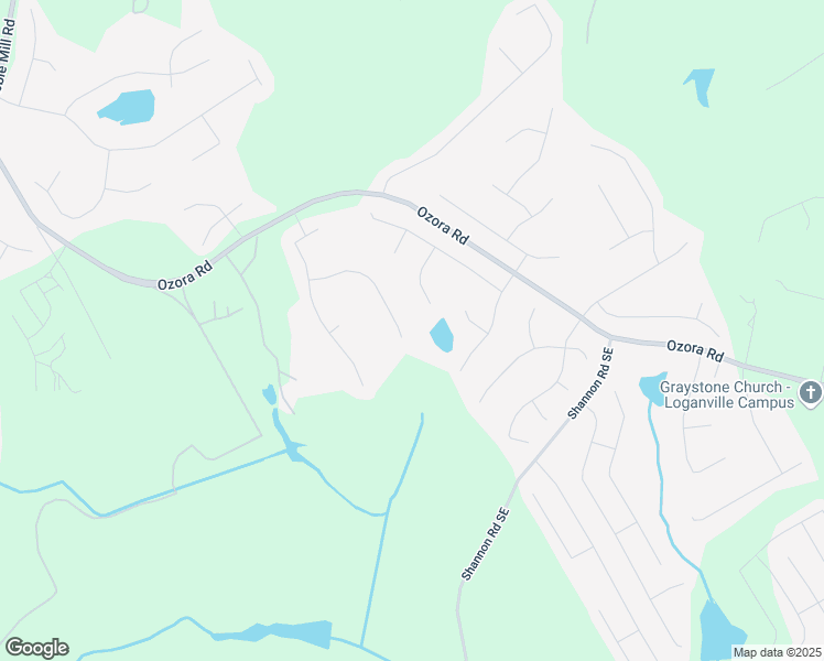 map of restaurants, bars, coffee shops, grocery stores, and more near 1234 Woodmere Drive in Loganville